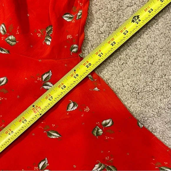 Vintage 80s/90s Women's Retro Red Top Blouse Long Sleeve Collar Button Unique - Picture 9 of 9